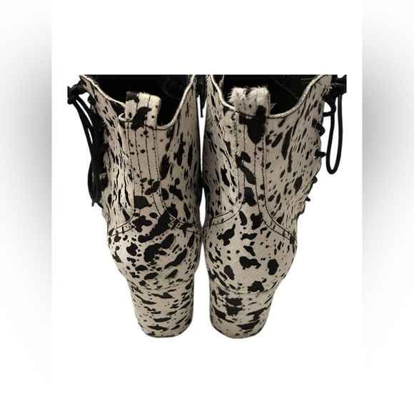 Matisse Genuine White Calf Hair Speckle Spotted Bootie Lace Up Corset 8.5 - Picture 7 of 16